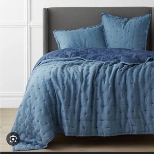 The Company Store Soft Blue Comforter Set and two Kng Shams